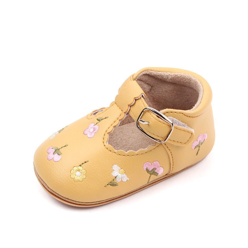 Girls' Embroidered Flower Soft Bottom Toddler Shoes