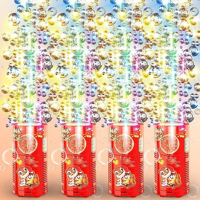 Fireworks Bubble Machine With 80ml Bubble Solution, Portable Automatic Bubble Machine With Lights And Closeable Music, Bubble Maker Toys For Kids Outside Activities Parties Wedding Christmas - NTKSTORE