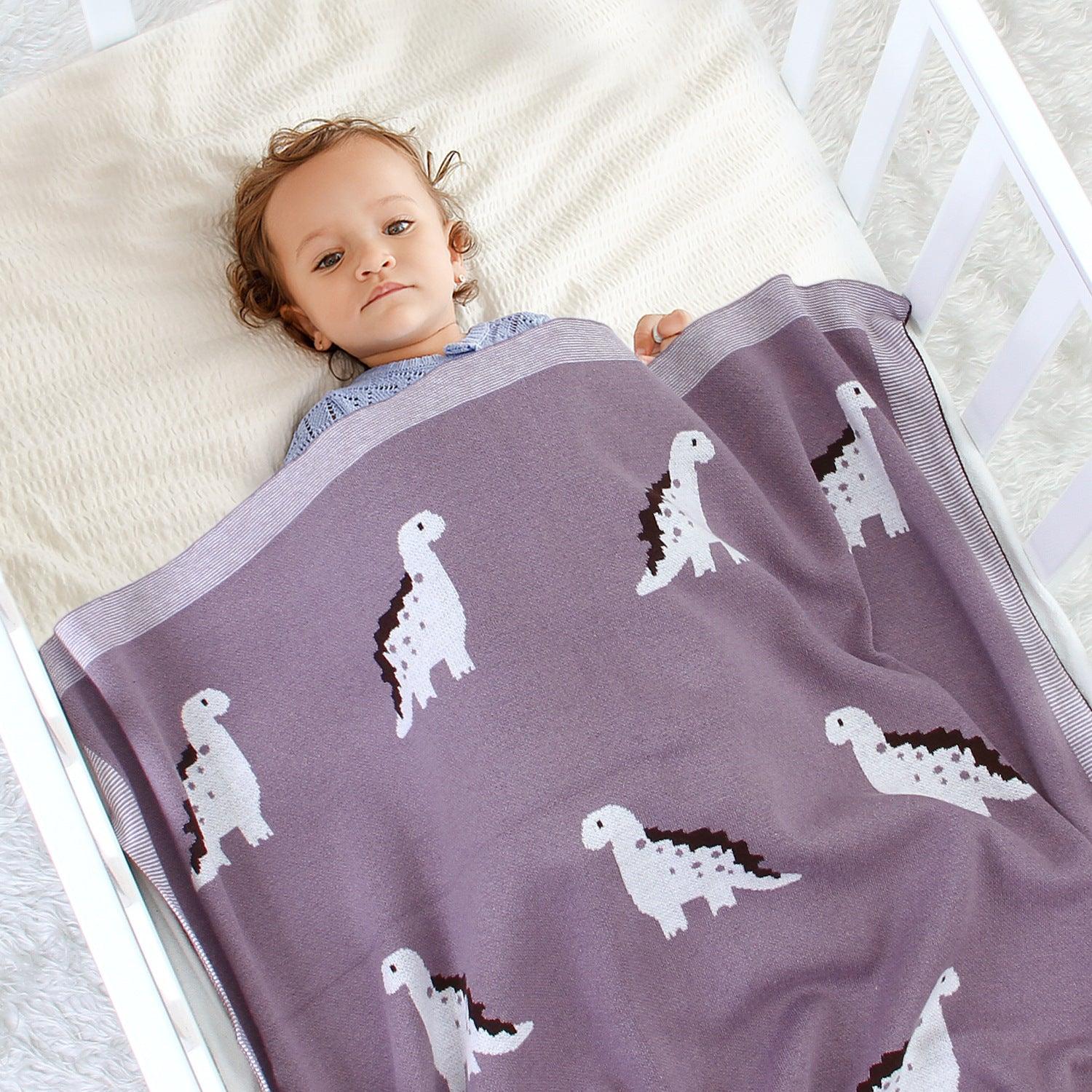 Baby Blanket Cartoon Little Dinosaur Knitted Baby Blanket Quilt - NTKSTORE