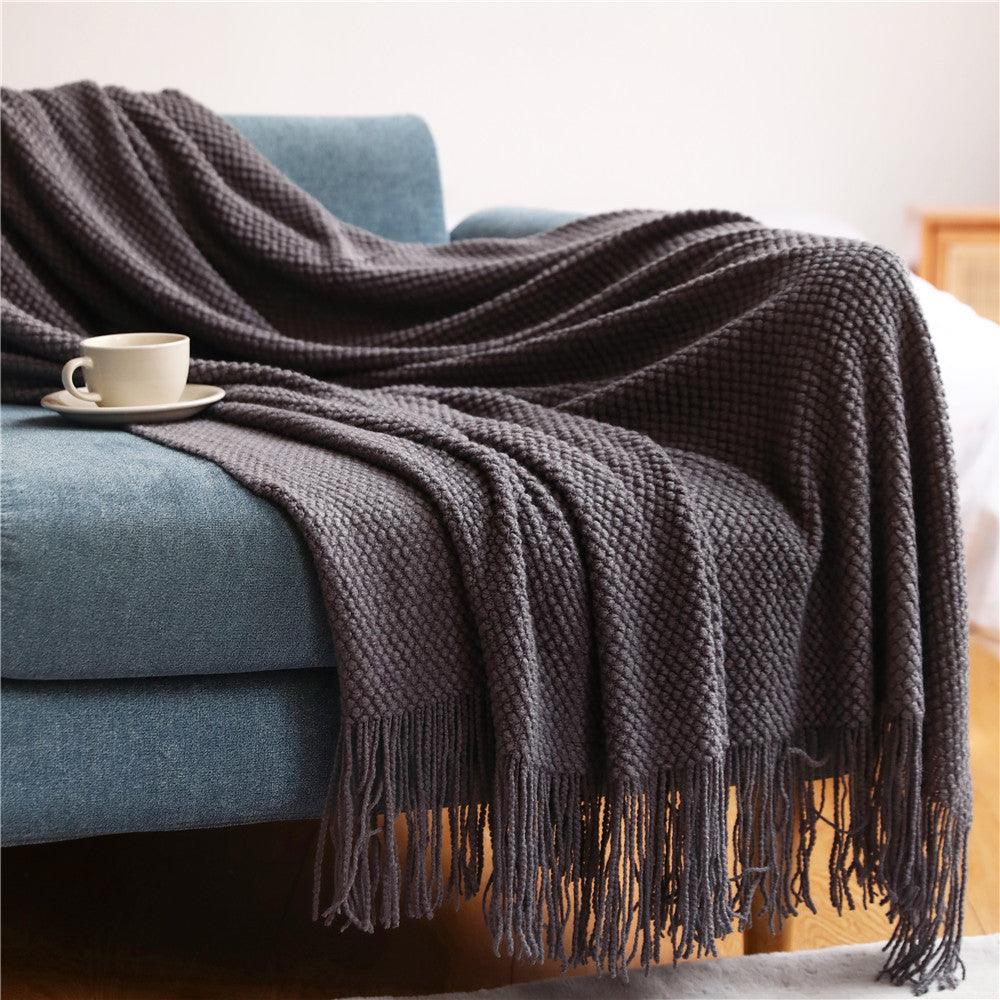 Sofa Blankets, Blankets, Blankets, Pineapple Grid Knitted Blankets - NTKSTORE