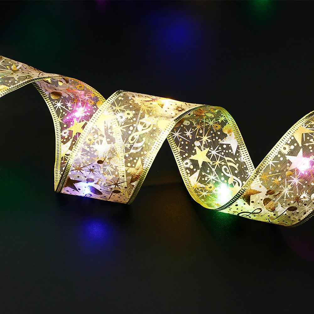 Fairy Lights String Christmas Ribbon Bow Tie - NTKSTORE