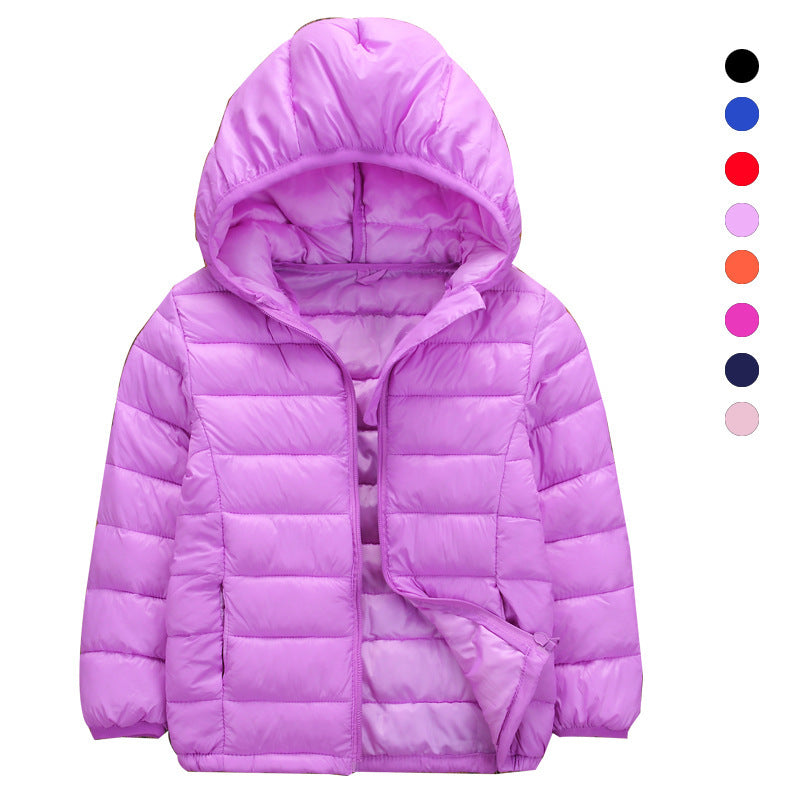 Autumn And Winter Children's Clothing Cotton-padded Coat Down Cotton Coat Lightweight Hooded Jacket