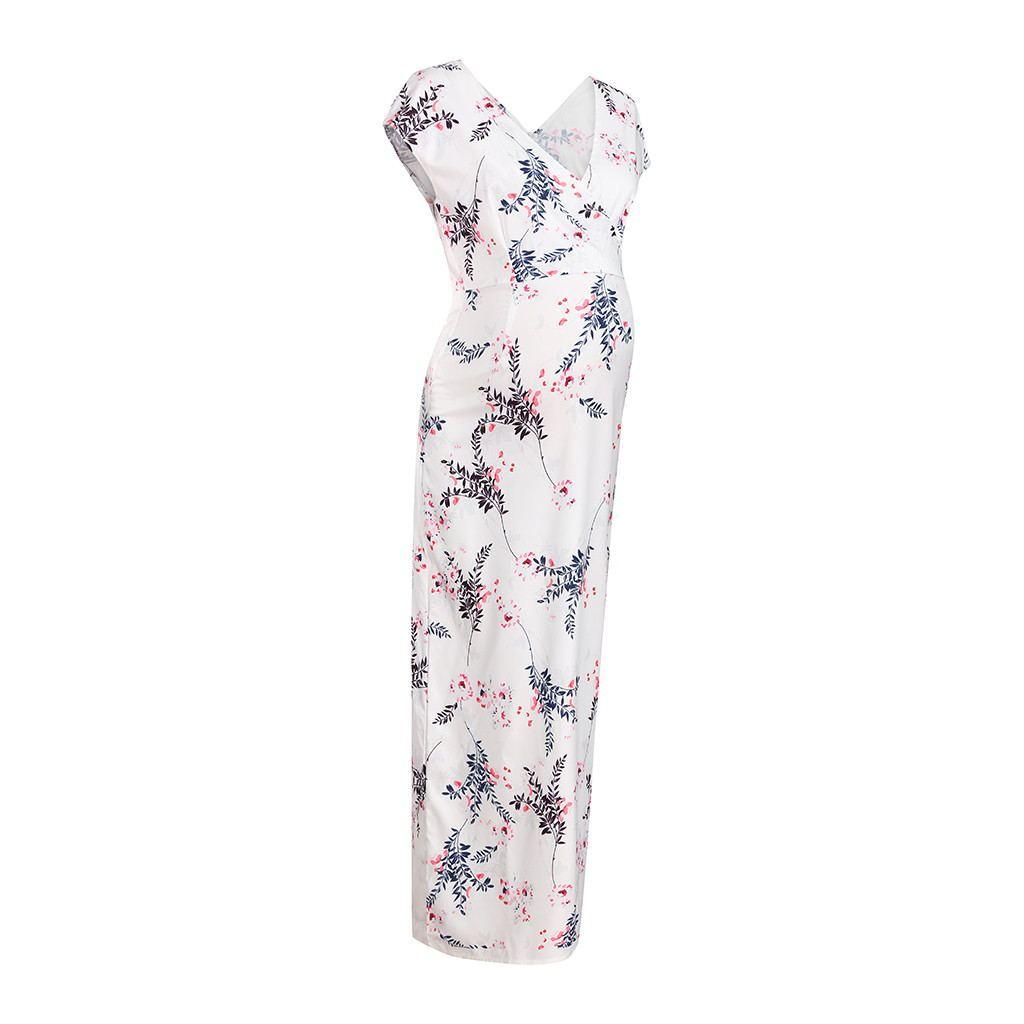 Printed Slim Thin Floral Chiffon Dress - NTKSTORE