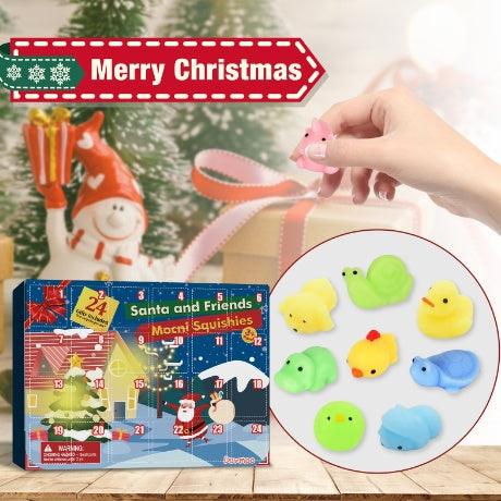 Dowmoo Christmas Pinch Joy Advent Calendar Blind Box, 24 Boxes Christmas Surprise Blind Box Rubber Animal Toys - NTKSTORE