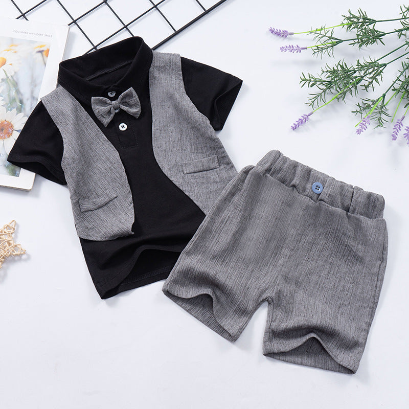 Children's Fashion Short-sleeved Shorts Bow Baby Rompers