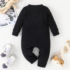 Baby Round Neck Long Sleeve Bear Printed One-piece Romper