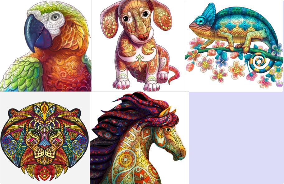 Each Piece Is Animal Shaped Christmas Gift Colorful Elephant Turtle Wooden Jigsaw Puzzles - NTKSTORE