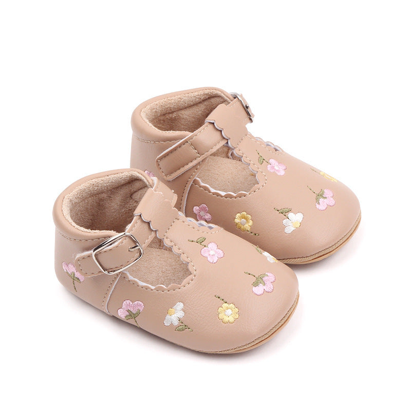 Girls' Embroidered Flower Soft Bottom Toddler Shoes