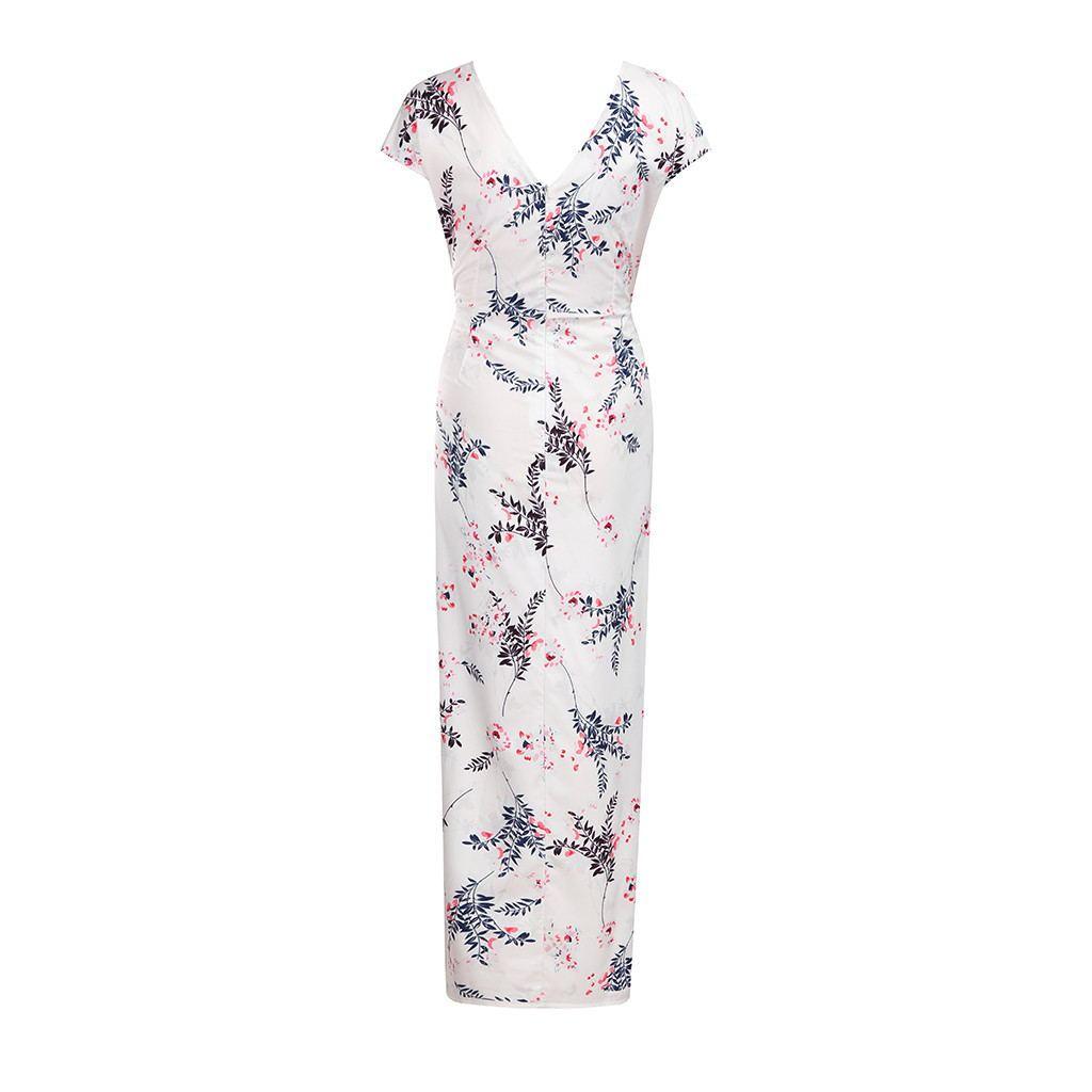 Printed Slim Thin Floral Chiffon Dress - NTKSTORE