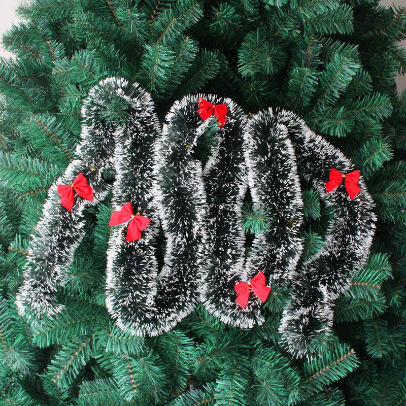 2M Christmas Eve Decoration Bar Tops Ribbon Garland Christmas Tree Kitchen Ornaments Decoration Prop-Red