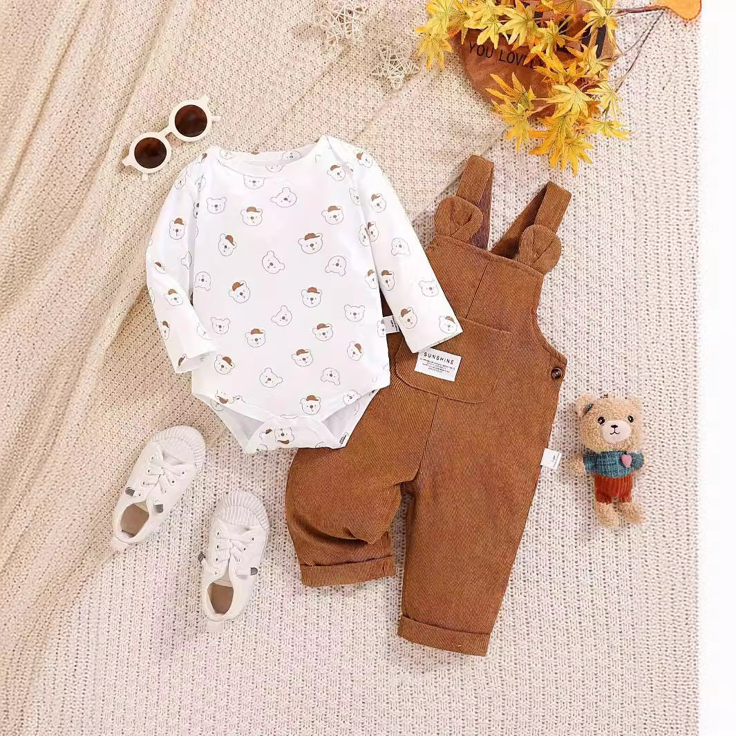 Cute Baby Bear Printed Romper Overalls Suit