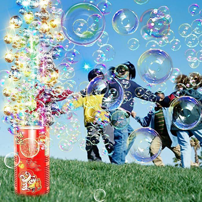 Fireworks Bubble Machine With 80ml Bubble Solution, Portable Automatic Bubble Machine With Lights And Closeable Music, Bubble Maker Toys For Kids Outside Activities Parties Wedding Christmas - NTKSTORE