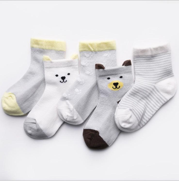 Enfants Chaussettes Pack de 5 Couleurs Respirant D'été de Coton Chaussettes pour bébés - NTKSTORE