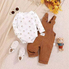 Cute Baby Bear Printed Romper Overalls Suit