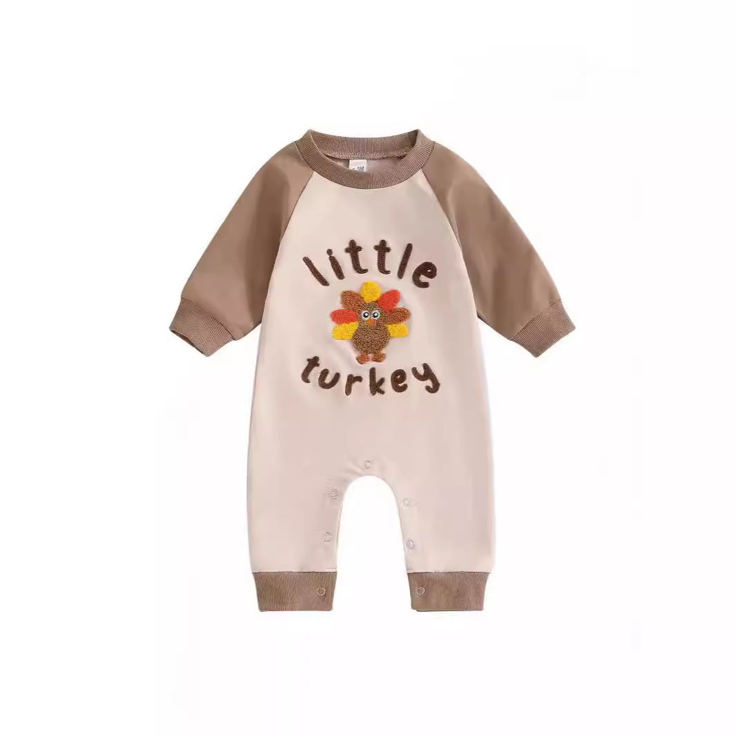 Children's Thanksgiving Turkey Embroidered Jumpsuit