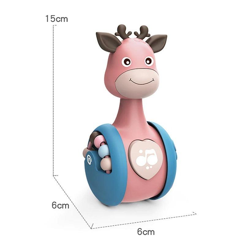 Sliding Deer Baby Tumbler Rattle 3 In 1 Sliding Tumbler Toy Baby Rattle Montessori Bath Toy For W Built-in Ring Bear Roly-Poly Early Learning Christmas Tumbler - NTKSTORE