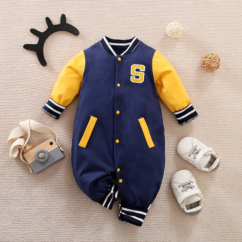 Baby One-piece Spring And Autumn Romper Baseball Uniform