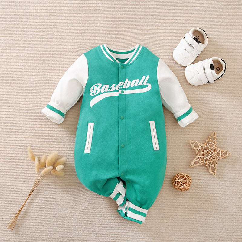 Baby One-piece Spring And Autumn Romper Baseball Uniform