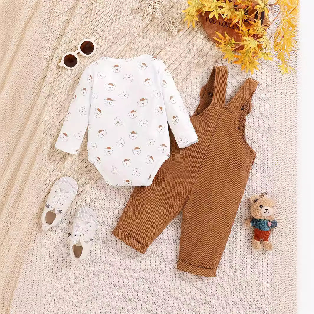 Cute Baby Bear Printed Romper Overalls Suit