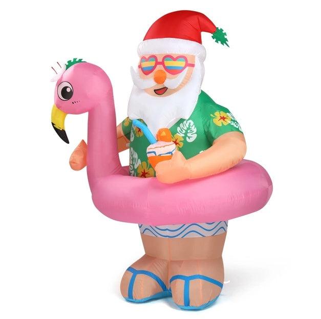 5.9 FT Lighted Christmas Inflatable Decoration, Inflatable Hawaii Santa Claus Outdoor Decoration - NTKSTORE