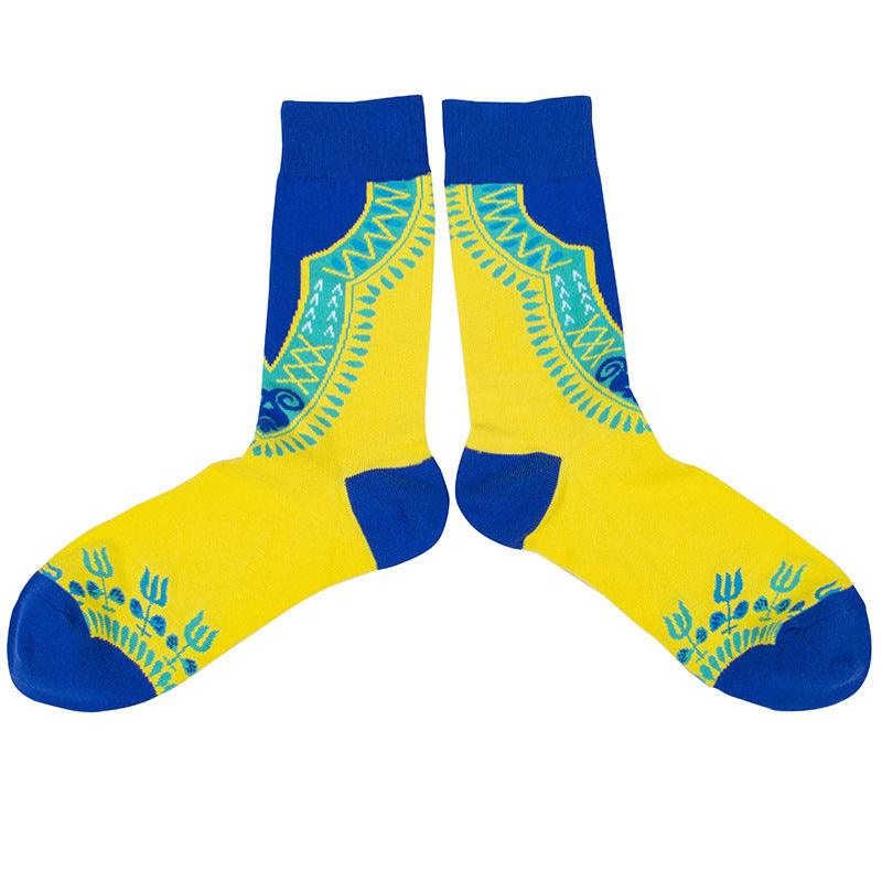 Multi-Color Mid-calf Ethnic Style Floral Socks - NTKSTORE