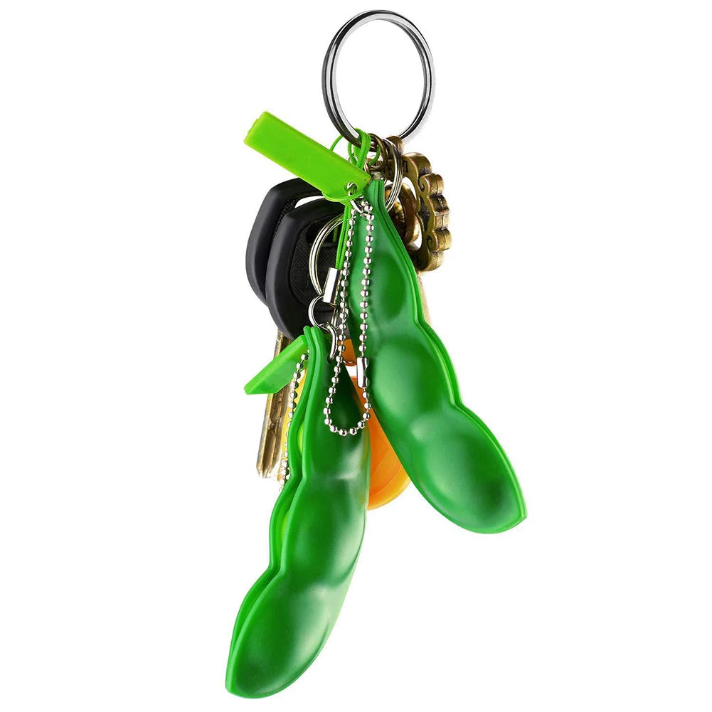 1pc Sensory Fidget Toy Squeeze Pea Beans Relieve Stress Facial Expression Fun Game Keychain Decor Decompression Toys - NTKSTORE