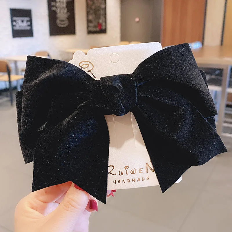 Haimeikang Bow Hair Clip Black Velvet Hair Bows Hairpins Women Elegant Barrette Girls Bowknot Hair Accessories - NTKSTORE