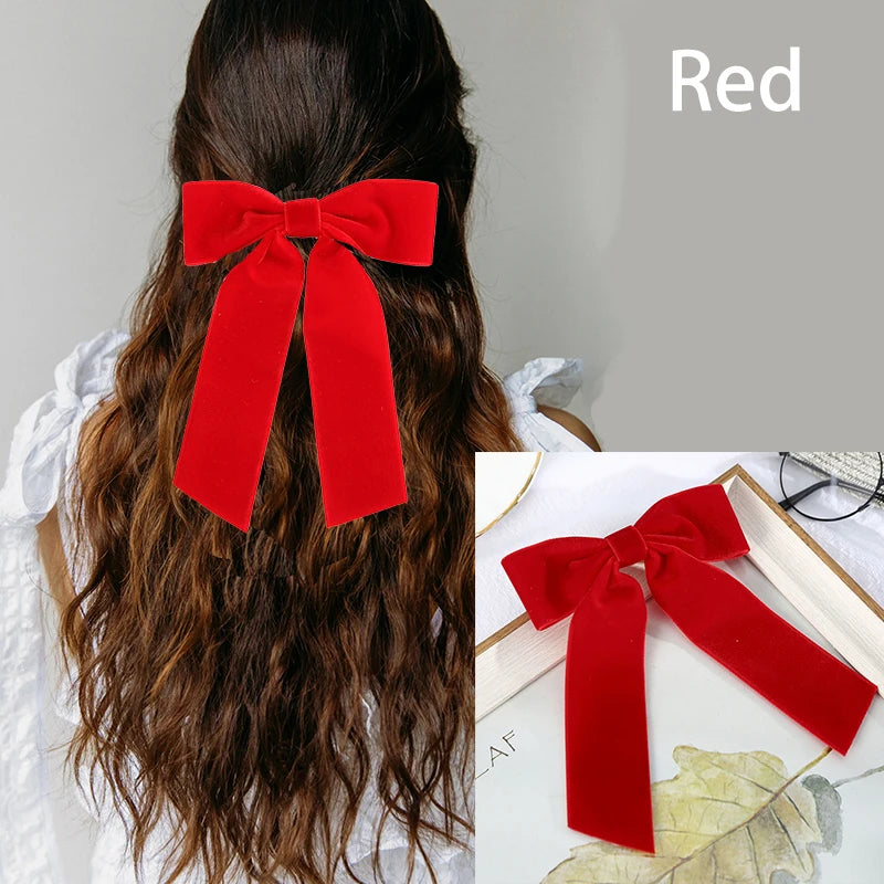 Haimeikang Bow Hair Clip Black Velvet Hair Bows Hairpins Women Elegant Barrette Girls Bowknot Hair Accessories - NTKSTORE