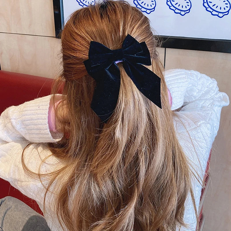 Haimeikang Bow Hair Clip Black Velvet Hair Bows Hairpins Women Elegant Barrette Girls Bowknot Hair Accessories - NTKSTORE