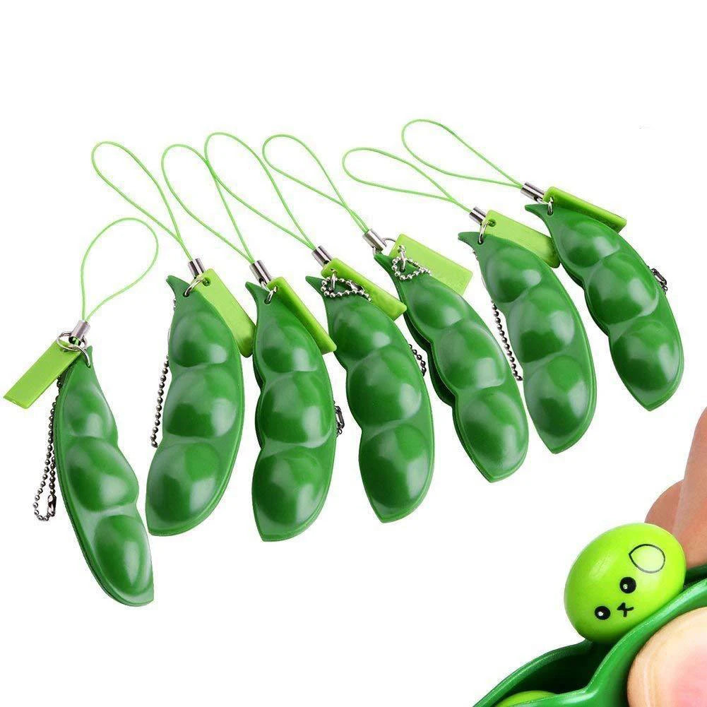 1pc Sensory Fidget Toy Squeeze Pea Beans Relieve Stress Facial Expression Fun Game Keychain Decor Decompression Toys - NTKSTORE