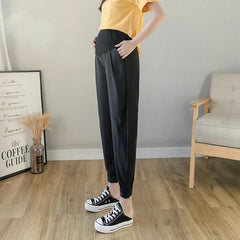 Chiffon Thin Summer Maternity Ankle Pants Fashion Split Button Design Clothes For Pregnant Women Pregnancy Casual Harem Trousers - NTKSTORE