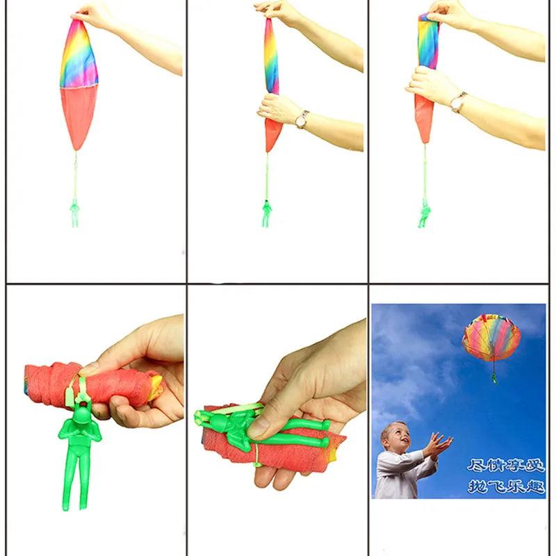 5Set Kids Hand Throwing Parachute Toy For Children's Educational Parachute With Figure Soldier Outdoor Fun Sports Play Game - NTKSTORE