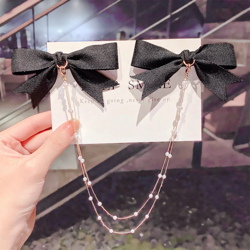 Haimeikang Bow Hair Clip Black Velvet Hair Bows Hairpins Women Elegant Barrette Girls Bowknot Hair Accessories - NTKSTORE