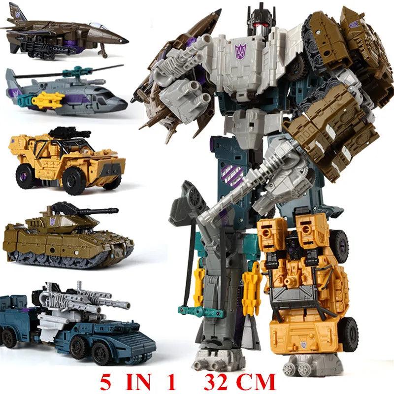 Haizhixing 5 IN 1 Transformation Robot Car Toys Anime Devastator Aircraft Tank Model KO Boys Truck Collection Kid Adult Gift - NTKSTORE