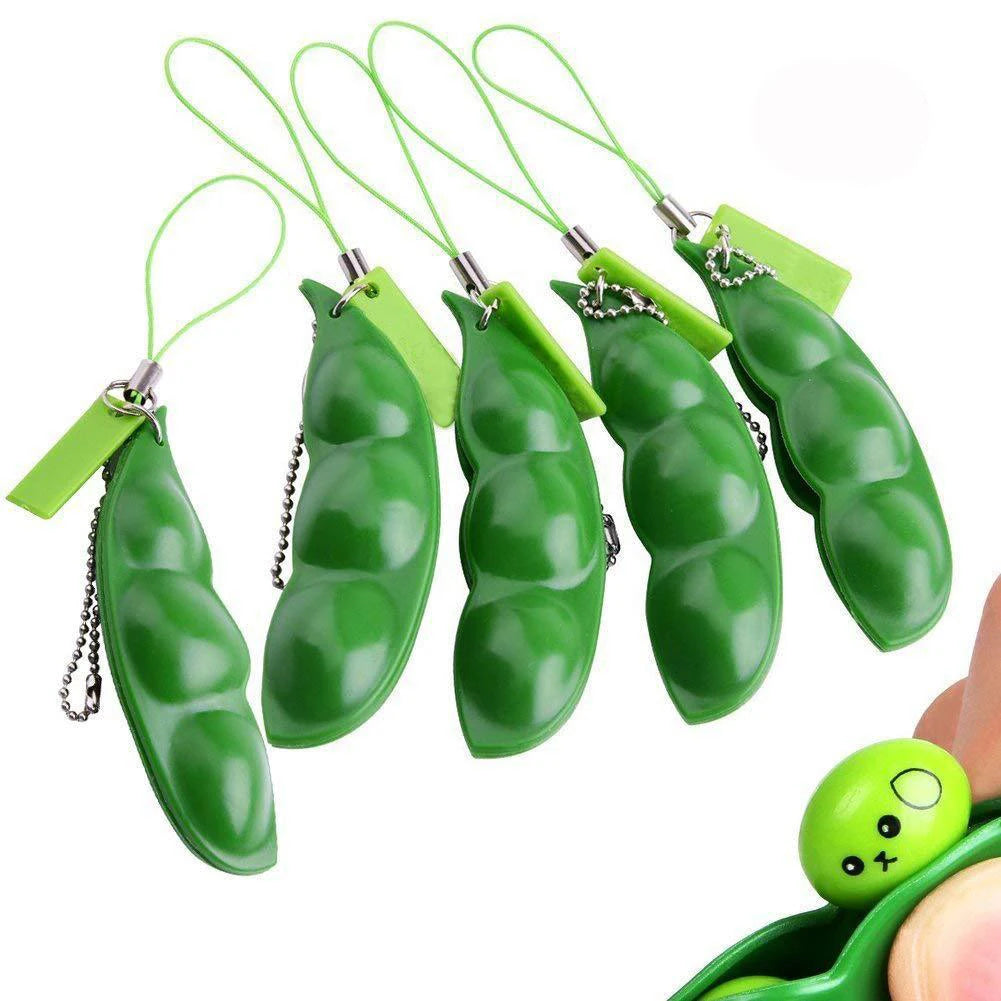 1pc Sensory Fidget Toy Squeeze Pea Beans Relieve Stress Facial Expression Fun Game Keychain Decor Decompression Toys - NTKSTORE