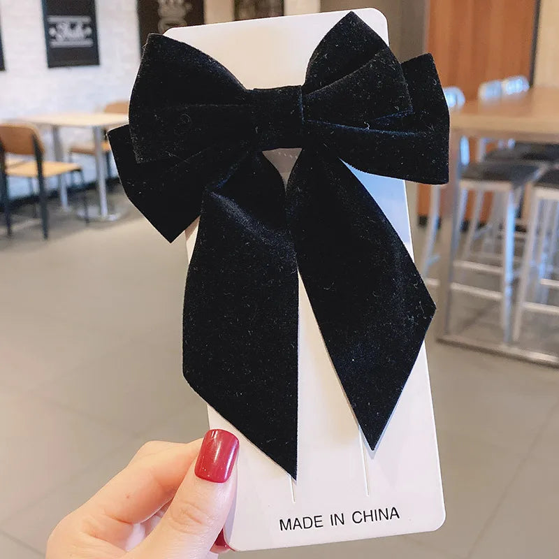 Haimeikang Bow Hair Clip Black Velvet Hair Bows Hairpins Women Elegant Barrette Girls Bowknot Hair Accessories - NTKSTORE
