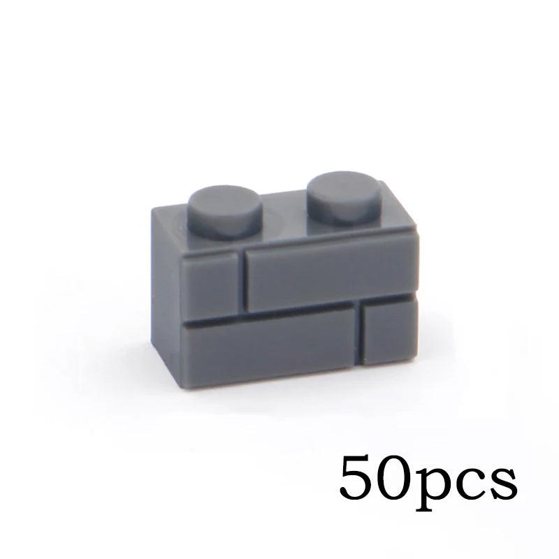 DIY Building Blocks Wall Figures Bricks 1x2 Dots 50/100PCS Educational Creative Toys for Children Size Compatible With 98283 - NTKSTORE