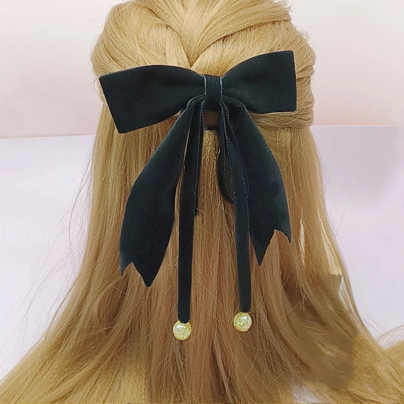 Haimeikang Bow Hair Clip Black Velvet Hair Bows Hairpins Women Elegant Barrette Girls Bowknot Hair Accessories - NTKSTORE