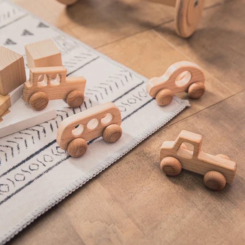 Baby Wooden Trailer Car Toys Rainbow Stacking Balance Blocks Animal Traction Car Star Moon Slider Beads For Kids Montessori Toys - NTKSTORE