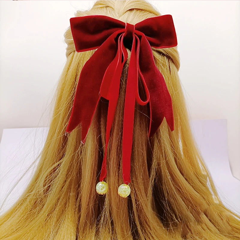 Haimeikang Bow Hair Clip Black Velvet Hair Bows Hairpins Women Elegant Barrette Girls Bowknot Hair Accessories - NTKSTORE