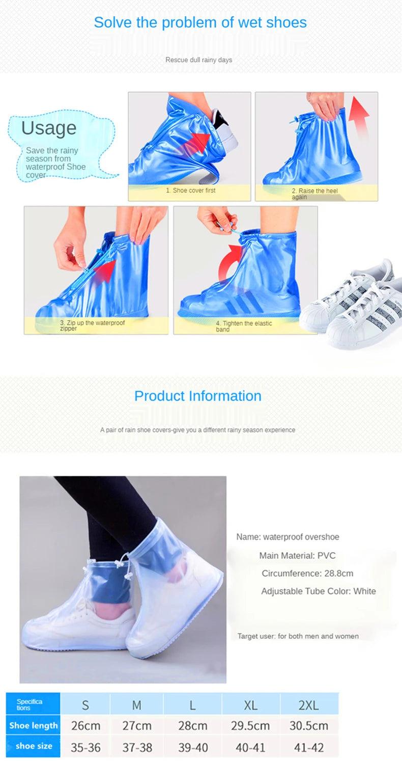 Silicone Waterproof Shoe Cover Unisex Shoes Protectors Rain Boots for Indoor Outdoor Rainy Reusable Quality non-slip shoe Cover - NTKSTORE