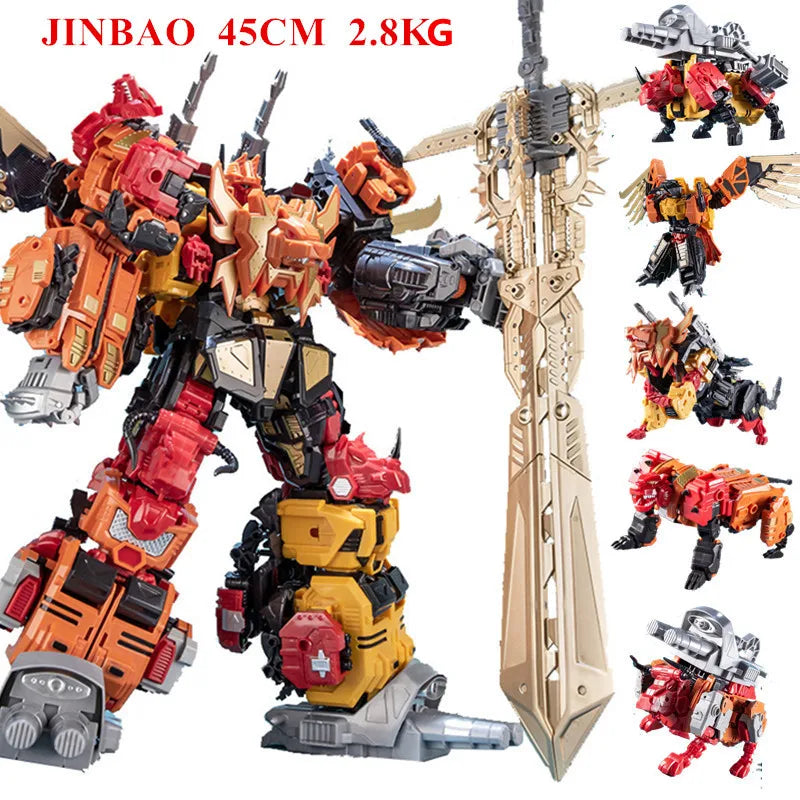 Jinbao 5 In 1 45 cm Big Transformation Predaking Toys Anime Devastator KO G1 Robot Action Figure Model Boy Children Kid Gift - NTKSTORE