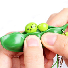 1pc Sensory Fidget Toy Squeeze Pea Beans Relieve Stress Facial Expression Fun Game Keychain Decor Decompression Toys - NTKSTORE