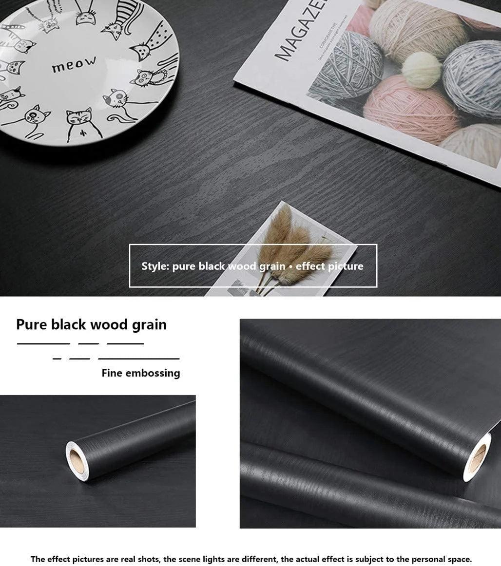 Black Wood Peel And Stick Paper Decorative Self-Adhesive Film For Furniture Real Wood Tactile Sensation Surfaces Easy To Clean - NTKSTORE