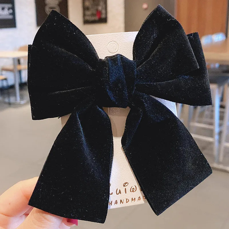 Haimeikang Bow Hair Clip Black Velvet Hair Bows Hairpins Women Elegant Barrette Girls Bowknot Hair Accessories - NTKSTORE