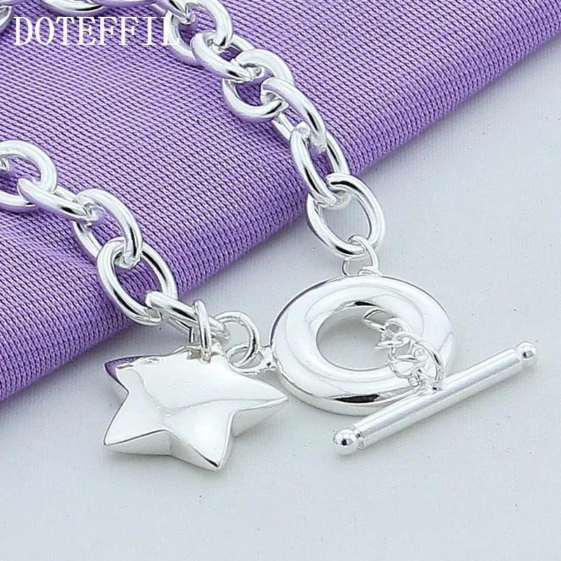 DOTEFFIL 925 Sterling Silver Star TO buckle Charm Bracelets Chain For Women Fashion Wedding engagement Fine Jewelry - NTKSTORE