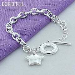 DOTEFFIL 925 Sterling Silver Star TO buckle Charm Bracelets Chain For Women Fashion Wedding engagement Fine Jewelry - NTKSTORE