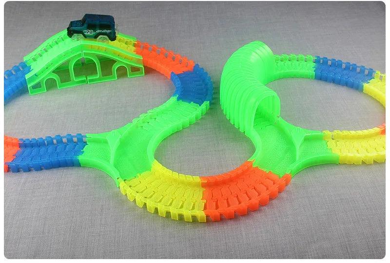 Glow Racing Track Set 5 Led Light Track Car Flexible Glowing Tracks Toy 162/165/220/240 Race Track Flexible Railway LED Car - NTKSTORE