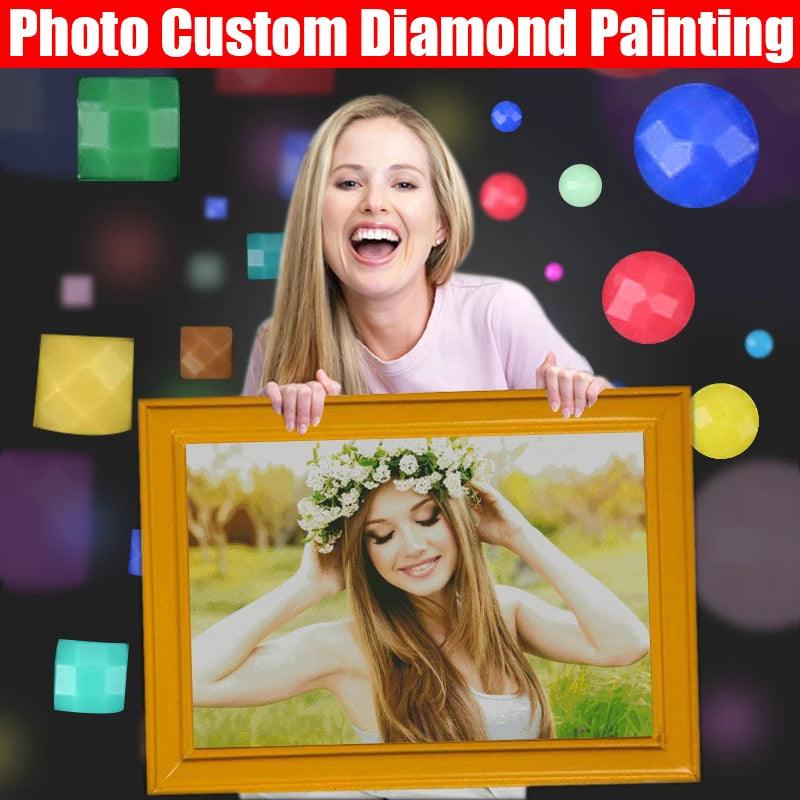 HOMFUN Photo Custom Diamond Painting 5D DIY Picture of Rhinestones Diamond Embroidery 3D Cross Stitch Home Wedding Decoration - NTKSTORE