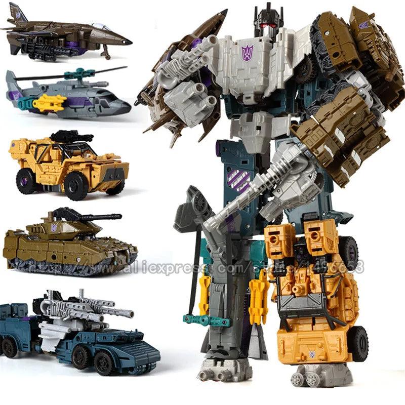 Haizhixing 5 IN 1 Transformation Robot Car Toys Anime Devastator Aircraft Tank Model KO Boys Truck Collection Kid Adult Gift - NTKSTORE